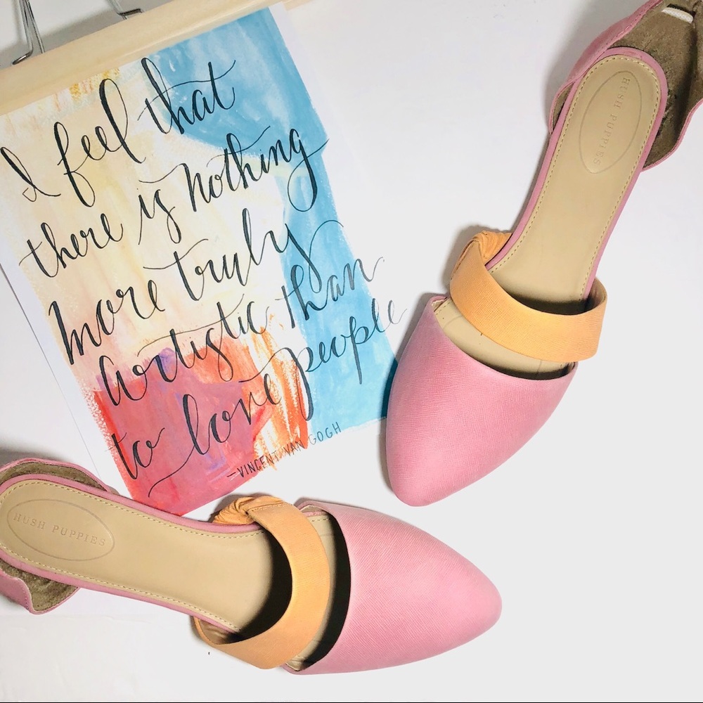 Hush Puppies Pink & Orange Pointed Ballet Flats 12